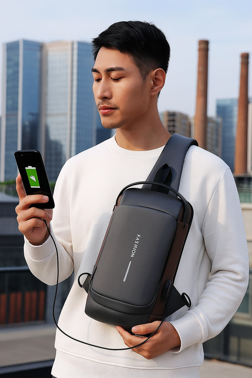 Anti Theft Sling Bag with USB Port