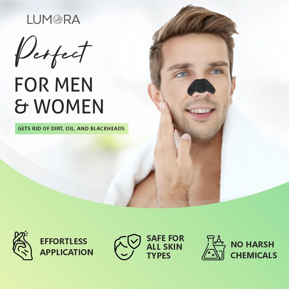 Lumora™ Charcoal Nose Strips – Instant Blackhead & Whitehead Remover (Unisex)