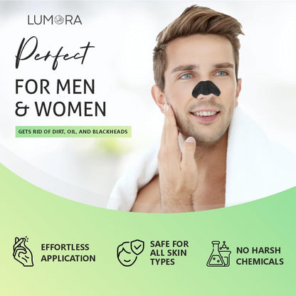 Lumora™ Charcoal Nose Strips – Instant Blackhead & Whitehead Remover (Unisex)