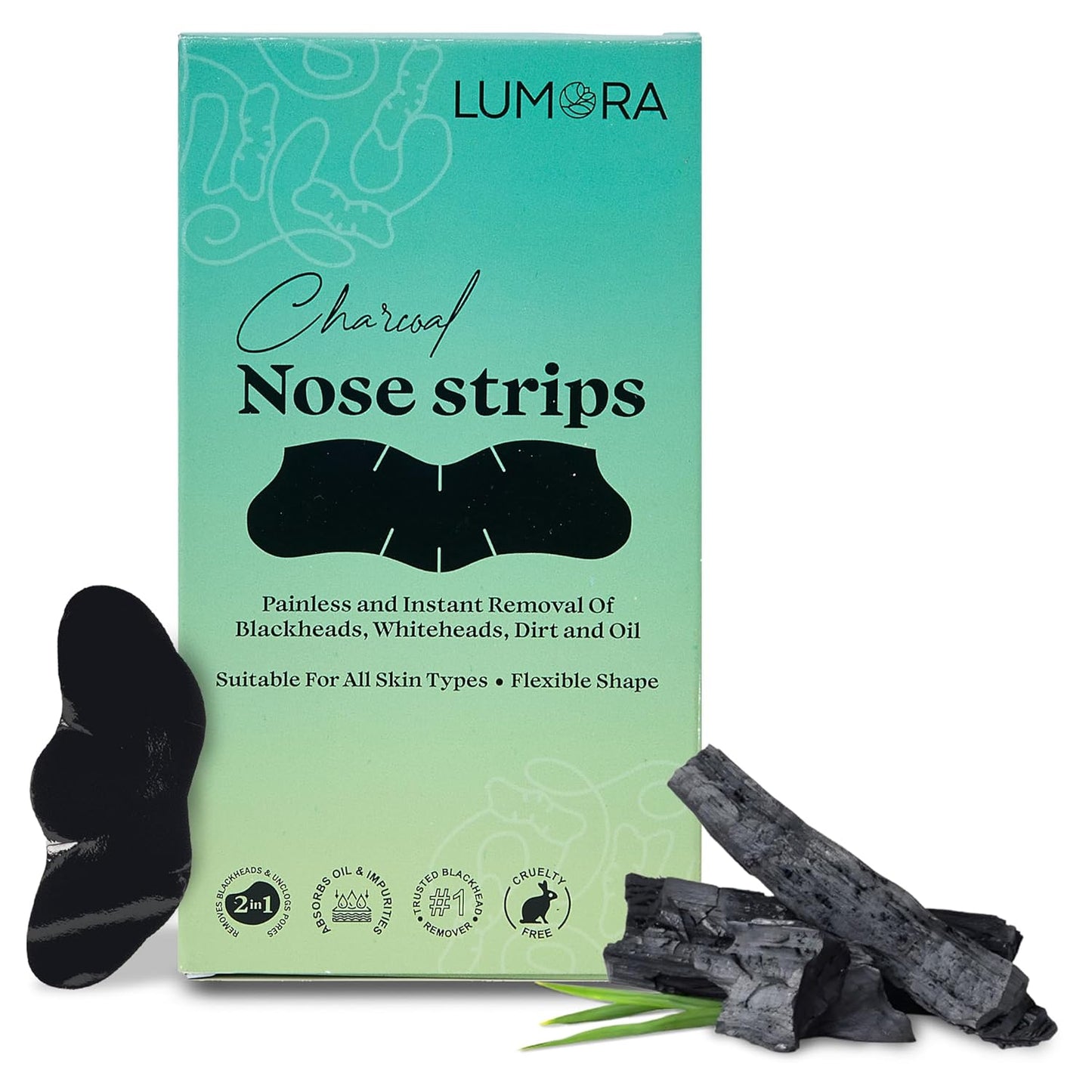 Lumora™ Charcoal Nose Strips – Instant Blackhead & Whitehead Remover (Unisex)