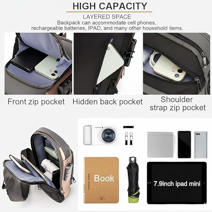 Anti Theft Sling Bag with USB Port